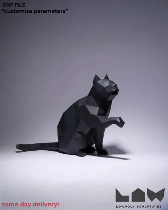 Cat Sit technical DXF preview